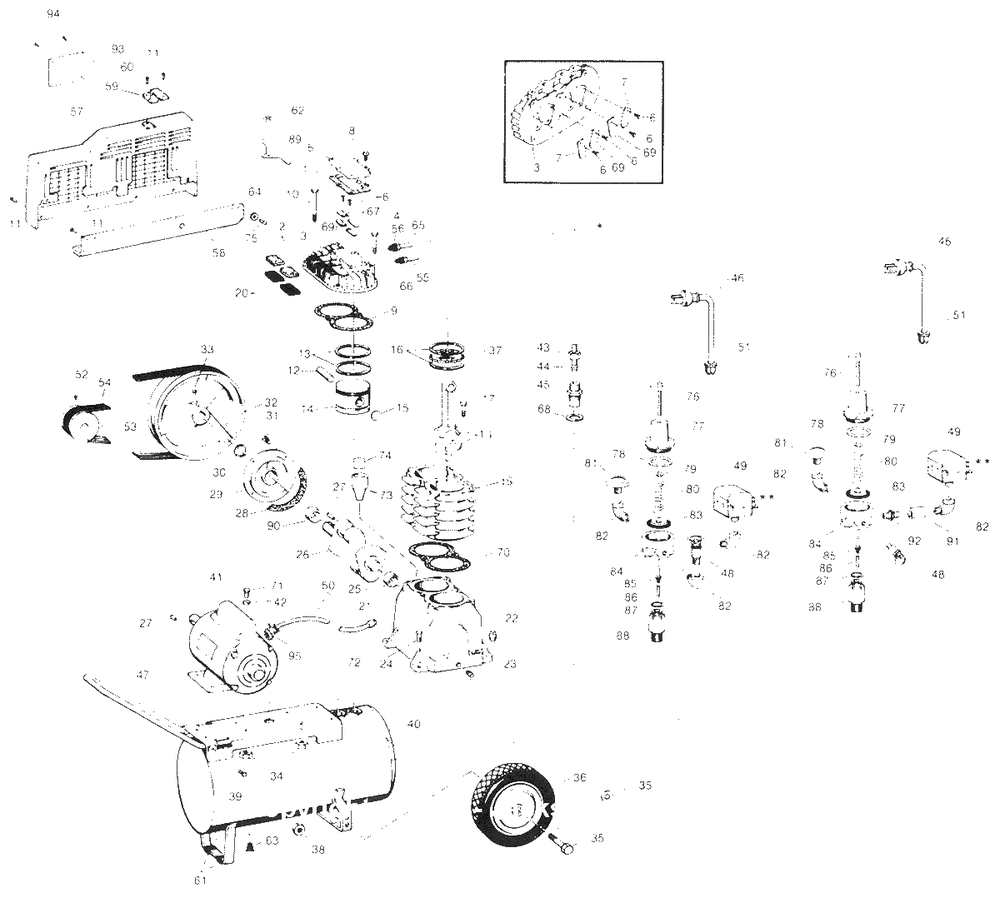 Air-Compressor Parts Diagram and Parts List for VT6104  Campbell Hausfeld Compressor